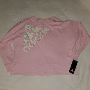 NWT Girls Adidas Pink Long Sleeve Shirt Large Size 14